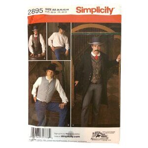 Simplicity 2895 Mens Frock Coat Shirt Vest Sewing Pattern Size 38-44 Theater